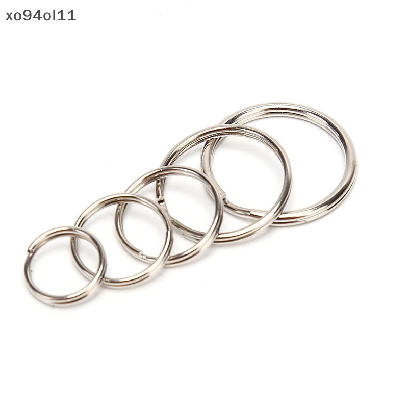 Xo 100pcs/ lot Key Rings DIY Metal Tempat Kunci Split Rings Hoop Metal Loop Keychain OL