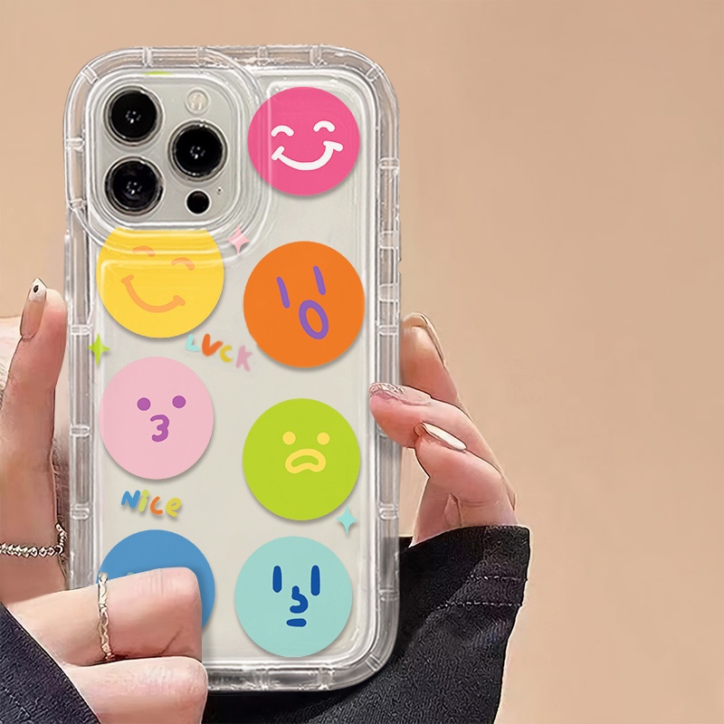 IPHONE Casing Ponsel Lembut Emosi Lucu Kompatibel Untuk Iphone14 13 11 12 Pro XS Max X XR 7 +8 Plus Casing Transparan TPU Silikon Shockproof Cover