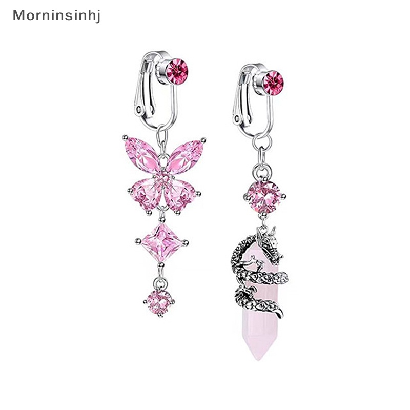 Mornin Baru Faux Belly Butterfly Fake Belly Heart Zircon Clip On Pusar Pusar Pusar Tulang Rawan Palsu Anting Klip Palsu id