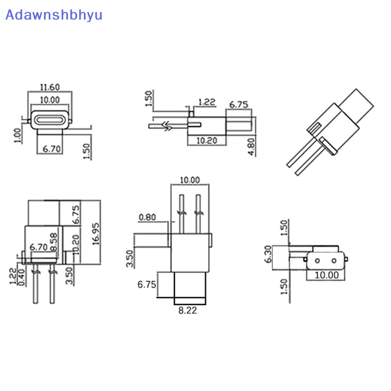 Adhyu USB Type-C Waterproof Connector Welding Wire Female Socket Soket Antarmuka Pengisian Port Tipe-C Dengan Kawat Las ID