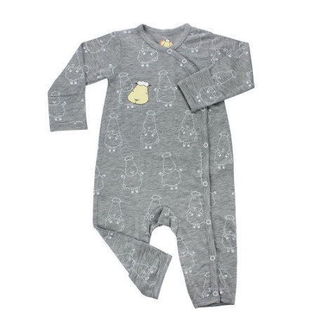 BaabaaSheeps Romper Side Snap Grey Big Sheepz Romper Baju Bayi