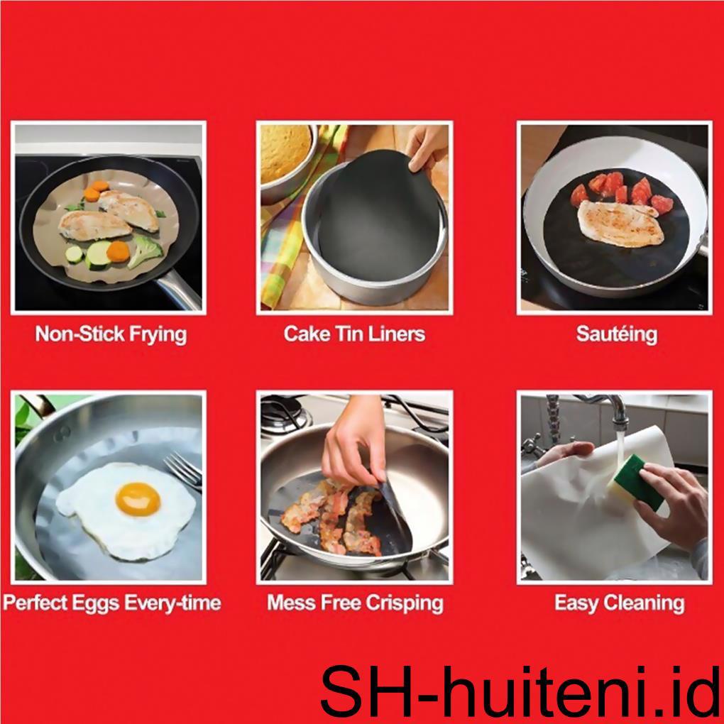 2lembar Alas Wajan Anti Lengket Rumah Tangga Masak Lembaran Warna Solid Peralatan Dapur Rounded High-temperature Pot Sheet