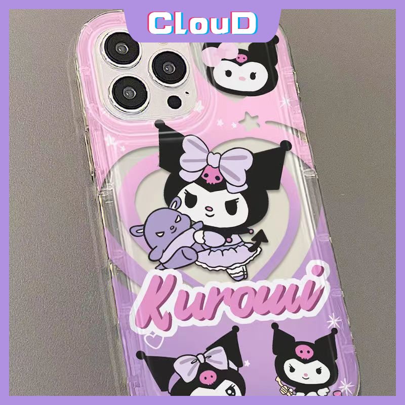 IPHONE Casing Ponsel Kompatibel Untuk Iphone12 14 13 11 Pro MAX 6 6S 7 8 Plus X XS MAX 11 XR 7Plus Kartun Cinta Hati Indah Hello Kitty Fashion Kartun Kuromi Shockproof Airbag Soft Cover