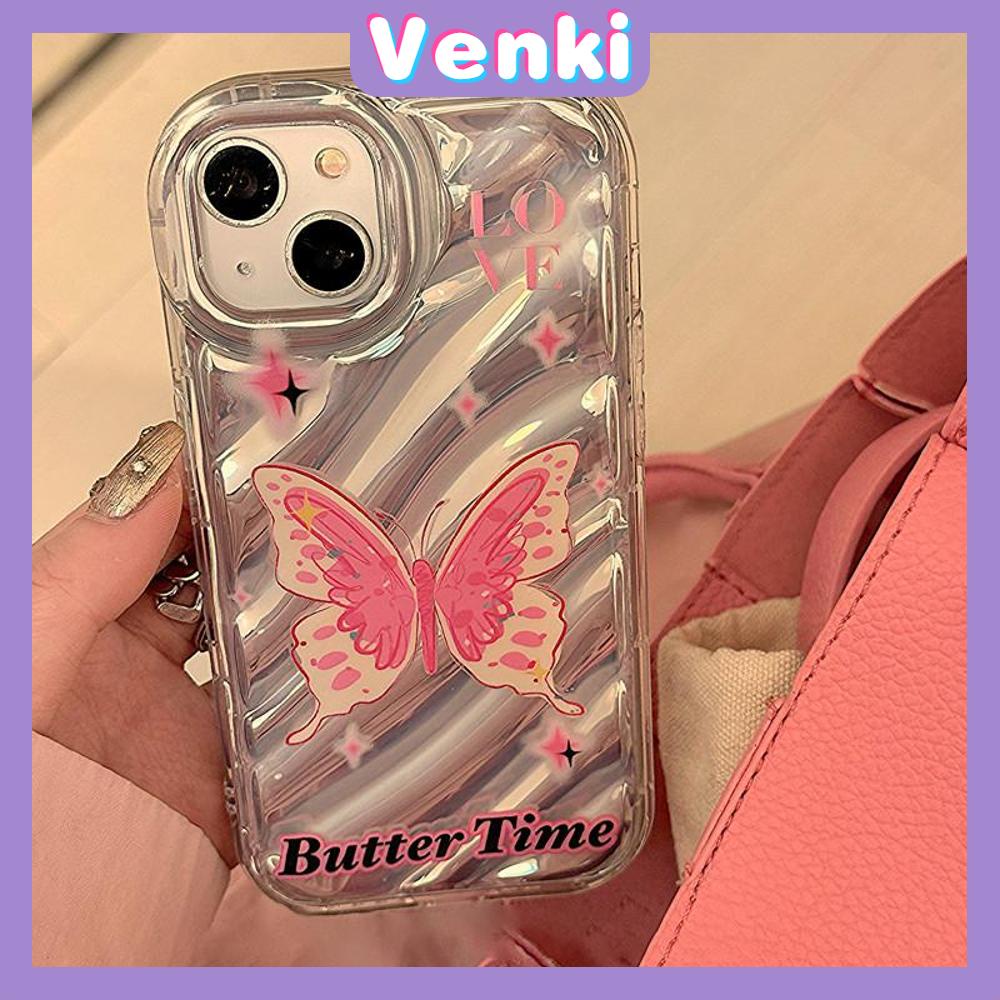 Venki - Untuk Iphone11 iPhone Case Laser Reflektif Bening Casing Ponsel TPU Lembut Shockproof Airbag Phone Case Romantic Butterfly Kompatibel Dengan Iphone14 13 Pro Max 12 Pro Max XR XS