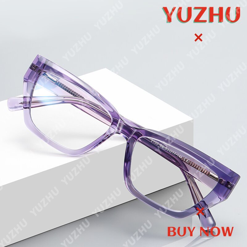 (YUZHU) Tr90 Kacamata Anti Cahaya Biru Cat Eye Frame Kotak Kecil Kacamata Fashion Untuk Wanita