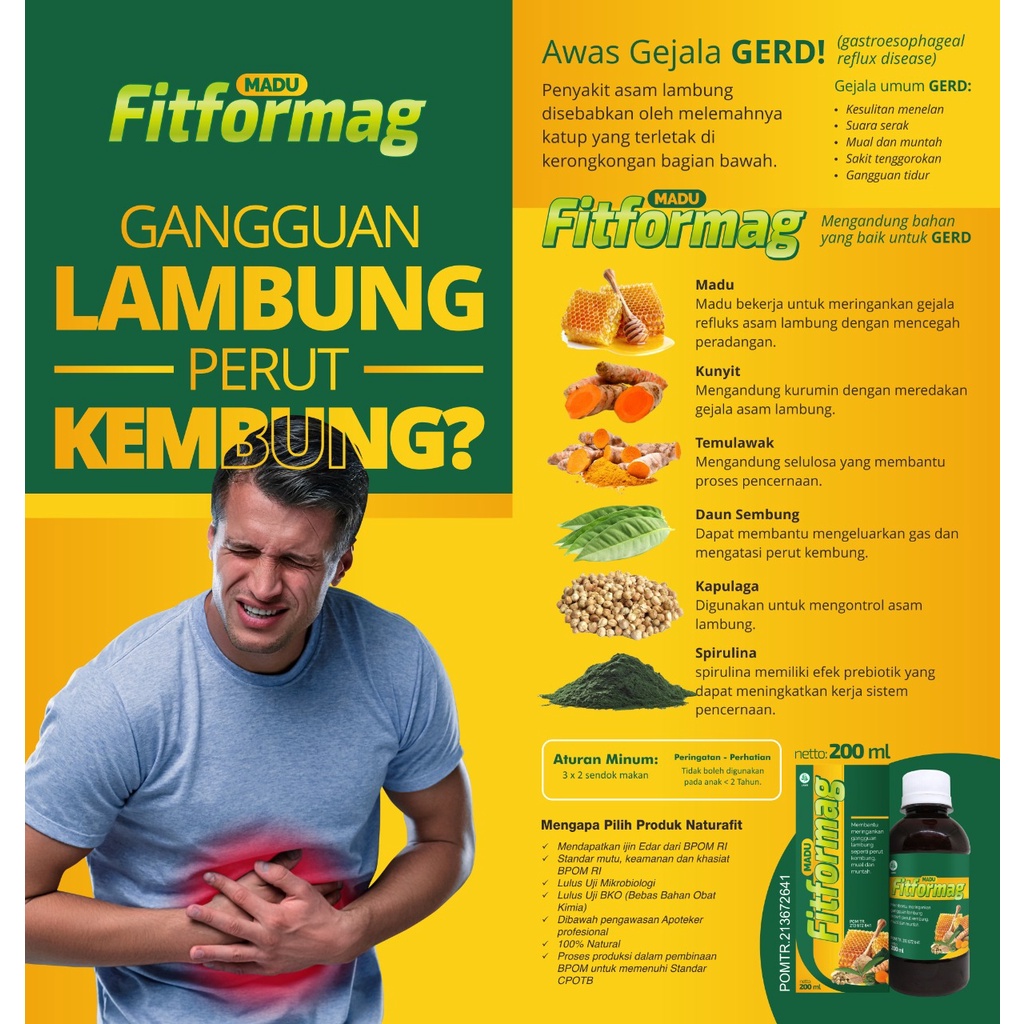 Madu FITFORMAG Maag Magh Gred Perut Kembung Original Herbal Alami Atasi Nyeri Lambung