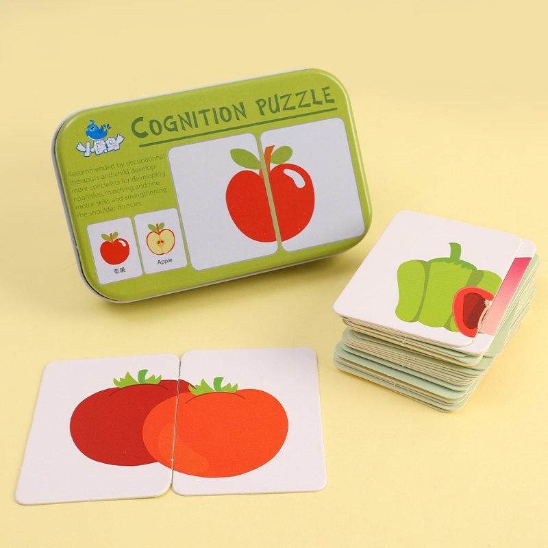 32kartu /Box Huruf Angka Mainan Bayi/Buku Belajar Kata Inggris/Bahan Montessori/Fruit Animal Children Early Education Card/Kids Cognitive Puzzle/Hadiah Ulang Tahun