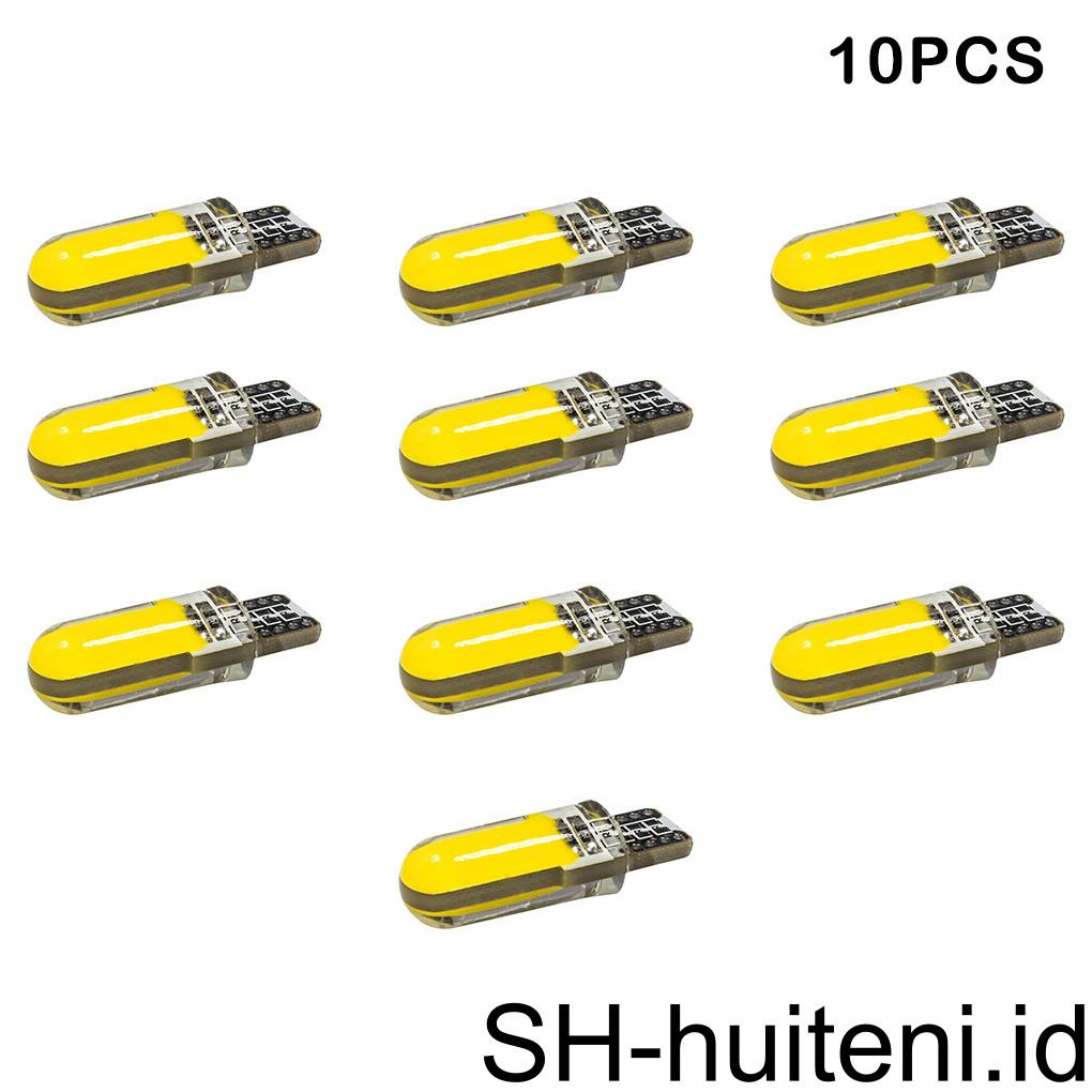 10buah T10 Lampu Mobil LED Silicone Gel COB 12V W5W Wedge Bohlam Baca Samping Lisensi Clearance Lamp Auto Interior Aksesoris