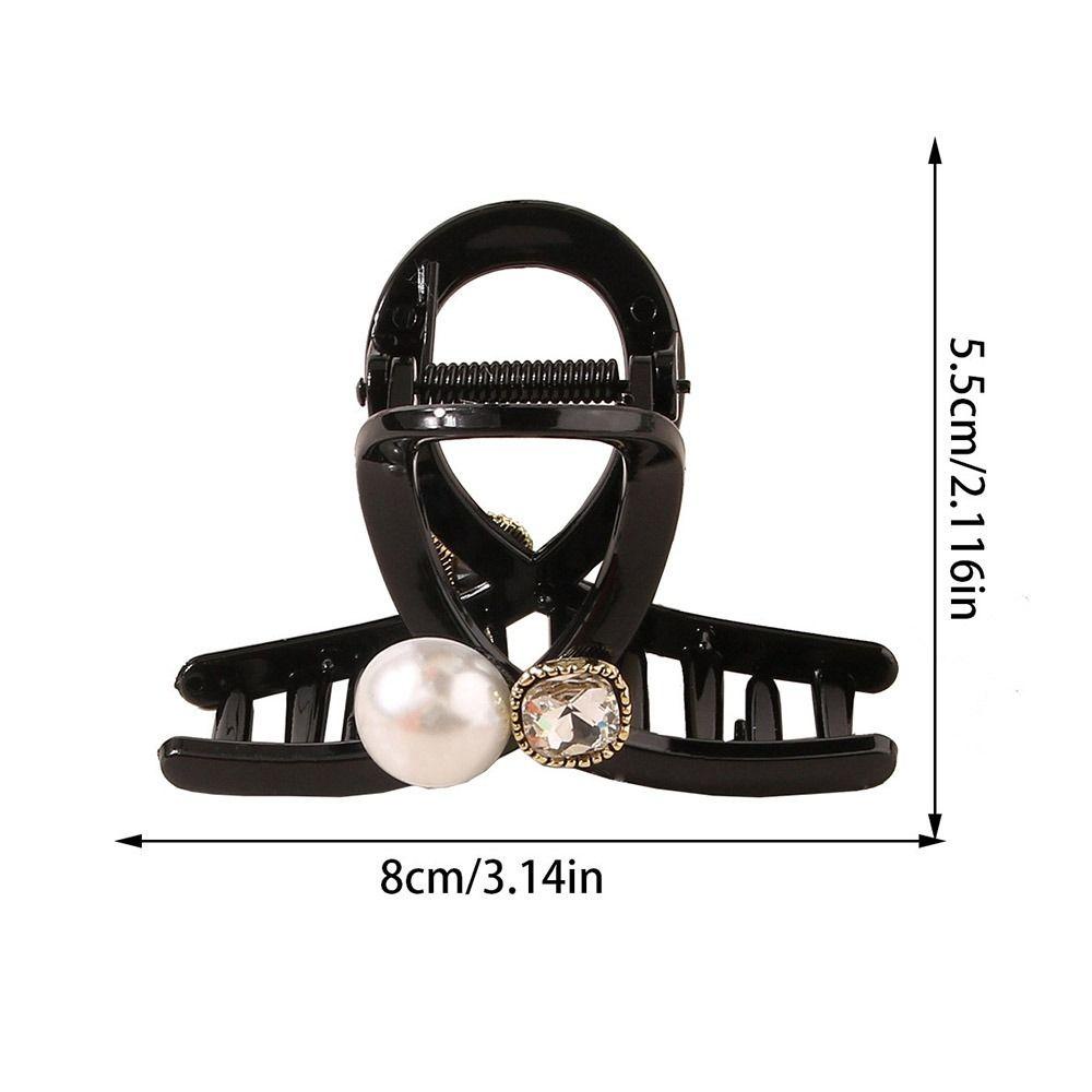 Needway Cross Hair Claw Ponytail Holder Hiasan Kepala Elegan Manis Klip Hiu Berlian Untuk Anak Perempuan