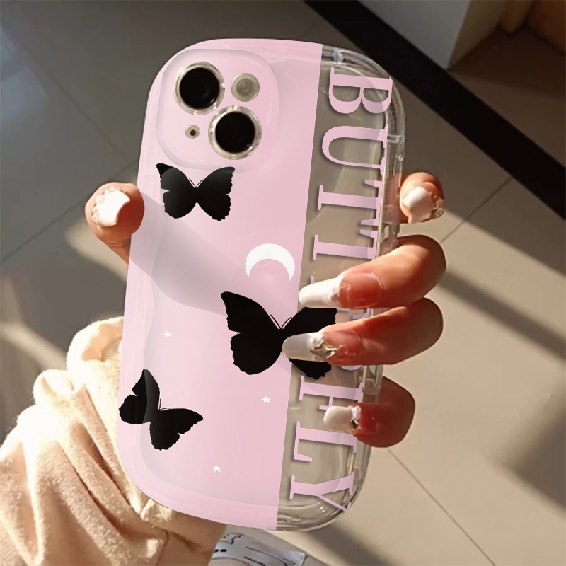 IPHONE Butterfly Casing Ponsel Transparan Kompatibel Untuk Iphone14 13 12 11 Pro Max7 +8 Plus XS X XR Casing Silikon Shockproof Cover Cell Precticer