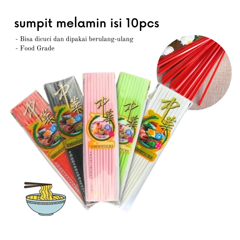 GOS A206 -Sumpit Melamin 1 Pack isi 10 Pasang