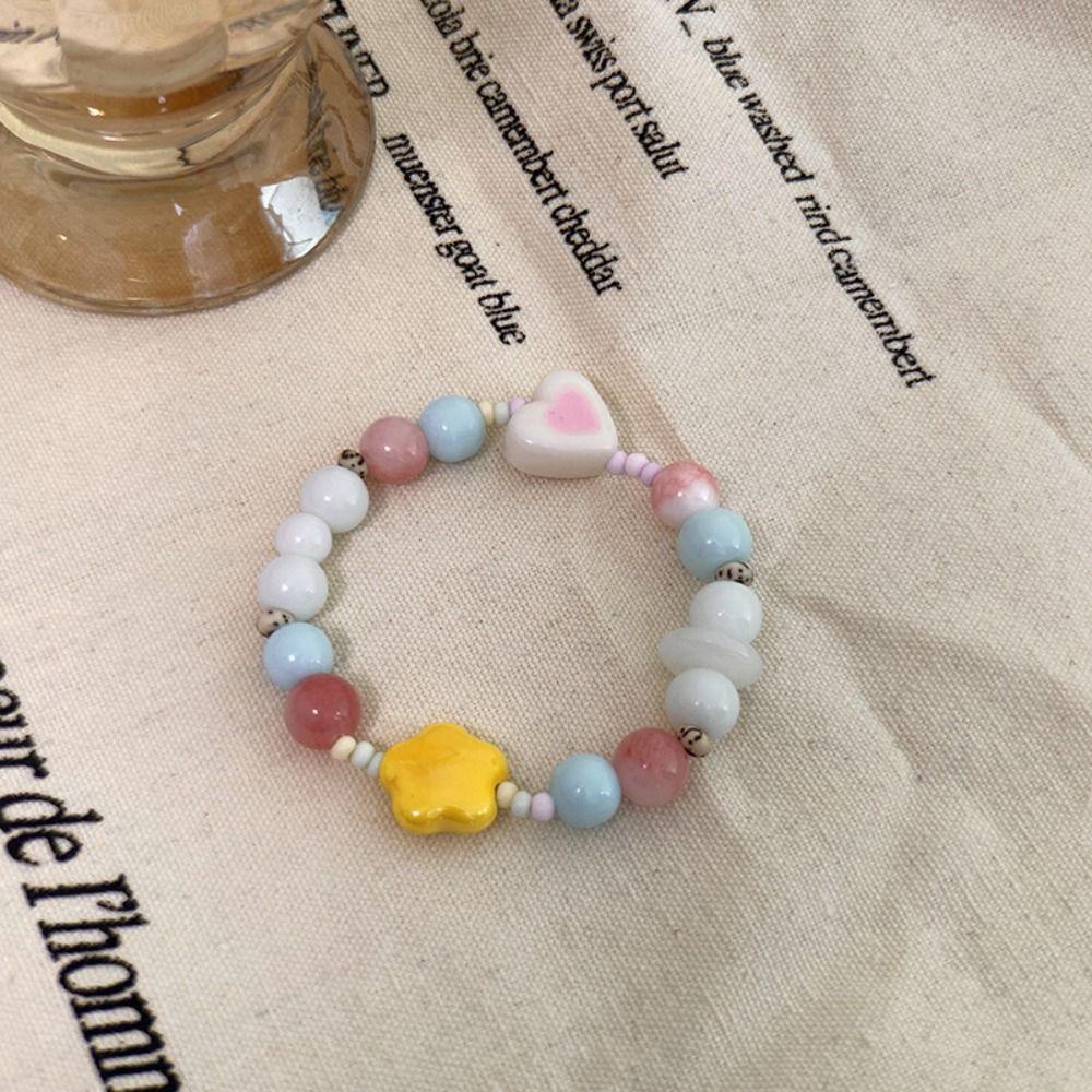 Mxbeauty Gelang Warna Permen Hadiah Kreatif Perhiasan Aksesoris Dopamin Aksesoris Tangan Cincin Retro Gaya Korea Bintang Charms Bracelet Untuk Wanita