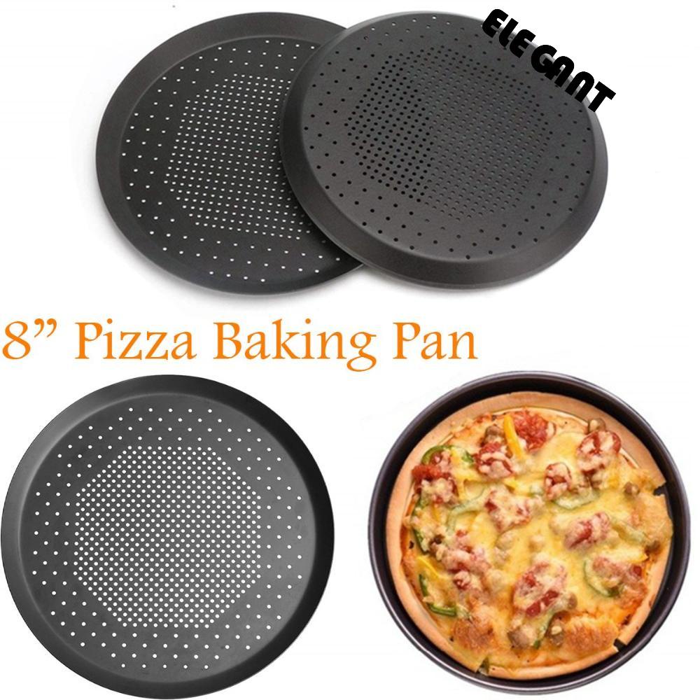 [Elegan] Pizza Pan 8inch Round Bakeware Dapur Crispy Crust Pizza Dengan Lubang