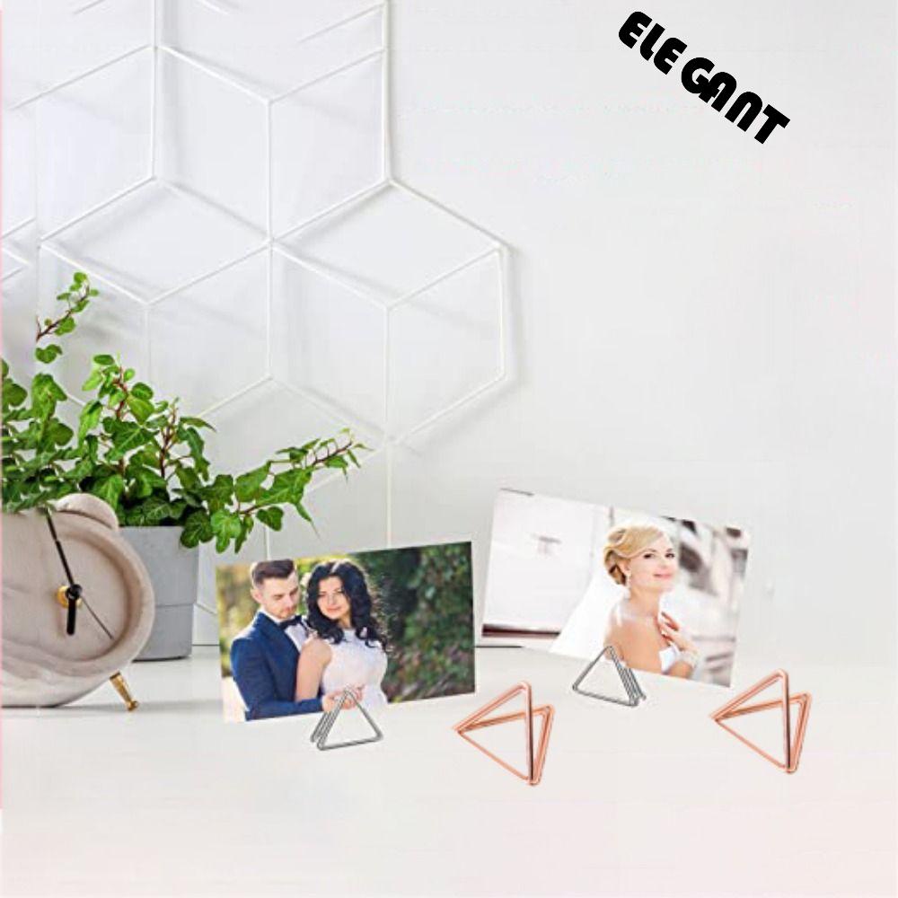 [Elegan] Holder Kartu Nama 20pcs Praktis Untuk Pesta Pernikahan Baby Shower Menu Memo Klip Bentuk Segitiga Holder Nomor Meja Tahan Lama