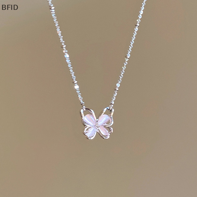 [BFID] Shiny Butterfly Necklace Indah Warna Silver Kristal Berlian Imitasi Liontin Rantai Kalung Untuk Wanita Pesta Pernikahan Perhiasan Hadiah [ID]