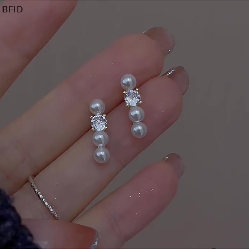 [BFID] 1pasang Anting Tusuk Mutiara Zirkon Ringan Telinga Vintage Untuk Wanita Gaya Korea Fashion Ear Stud Pesta Perhiasan Natal [ID]