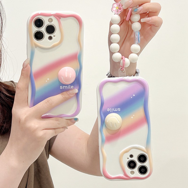 3D Mike White Hand Made Diy Smile Rainbow Soft Case iPhone 11 12 13 14 Pro Max New Apple for women girls Gift Bracelet