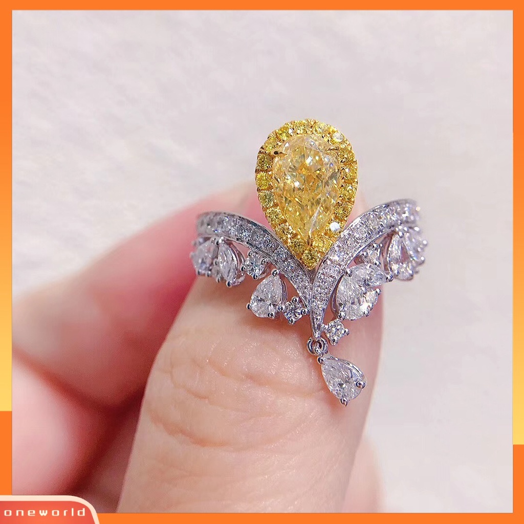 [ONR] Berlian Karbon Tinggi Impor Di Mahkota love crown rings Mewah Dan Briliant Seiko Berlian Kuning Cincin Mulut Hidup