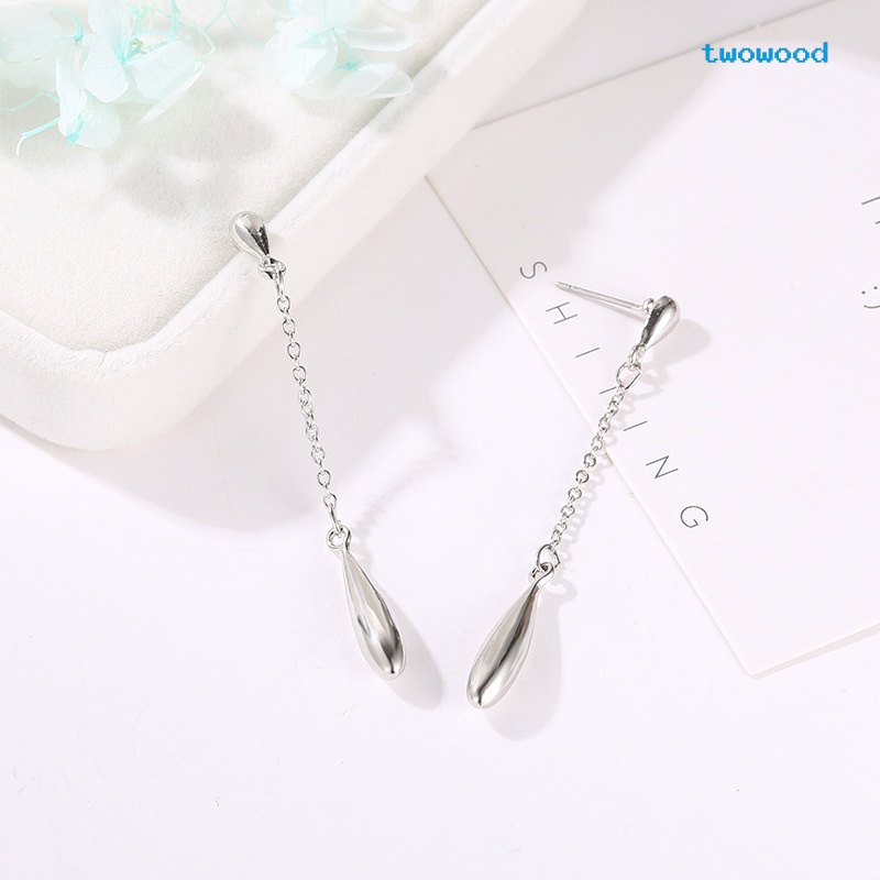 Twowood Anting Rumbai Panjang Berbentuk drop Sederhana Merampingkan Anting