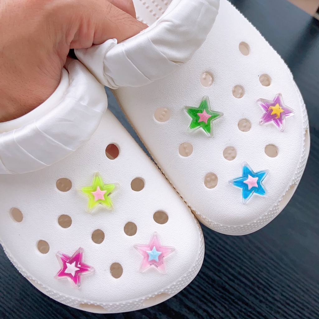 12pcs Macaron Cream Bintang Croc Jibz Charm Kancing Aksesoris Sepatu Fashion# Seri Bintang