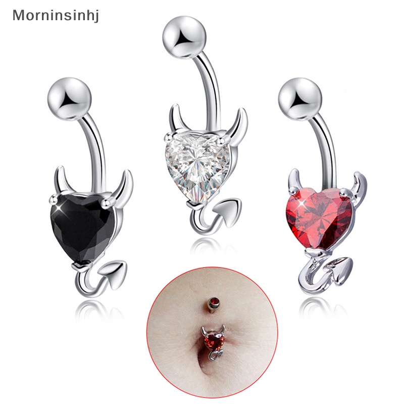 Mornin 1pcs Cincin Pusar Belly Button Glitter Love Heart Decor Navel Nail id