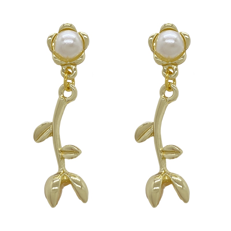 French Retro White Acrylic Rose Niche Desain Anting Mutiara Berkelas