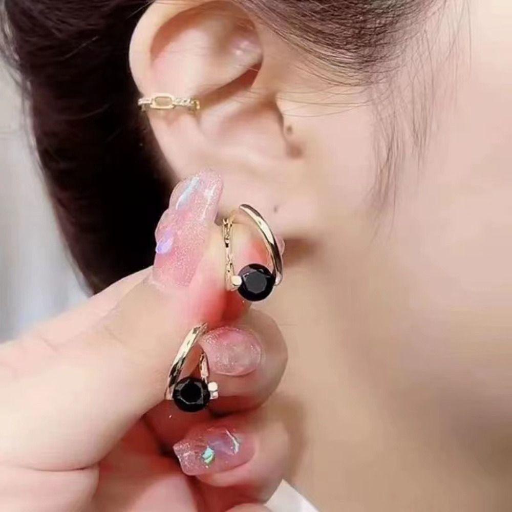 LILY 2pcs Anting Germanium Terapi Magne Getah Bening Hitam, Anting Drainase Getah Bening Baru Penurunan Berat Badan Efisien Berlian Anting Akupuntur Untuk Wanita