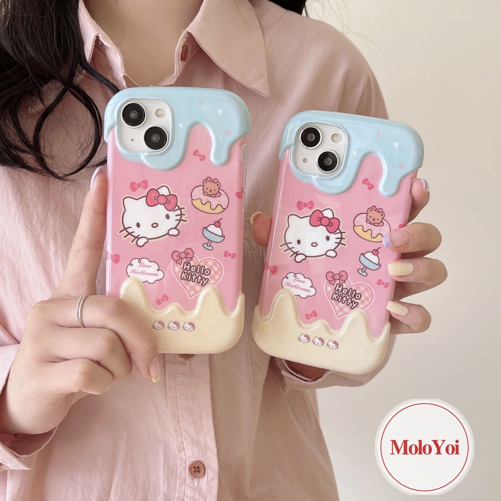IPHONE Permen 3D Ice Cream Laurel Dog Soft Tpu Case Kompatibel Untuk Iphone11 13 14 12 Pro Max XR XS X Max 7Plus 8 7 Plus Kartun Indah Cinnamoroll Cover