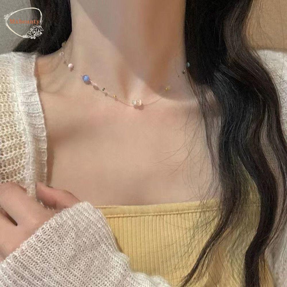 Mxbeauty Kalung Gaya Korea Trendy Halus Manik-Manik Warna-Warni Resin Aesthetics Alloy Y2k Necklace Untuk Hadiah Ulang Tahun