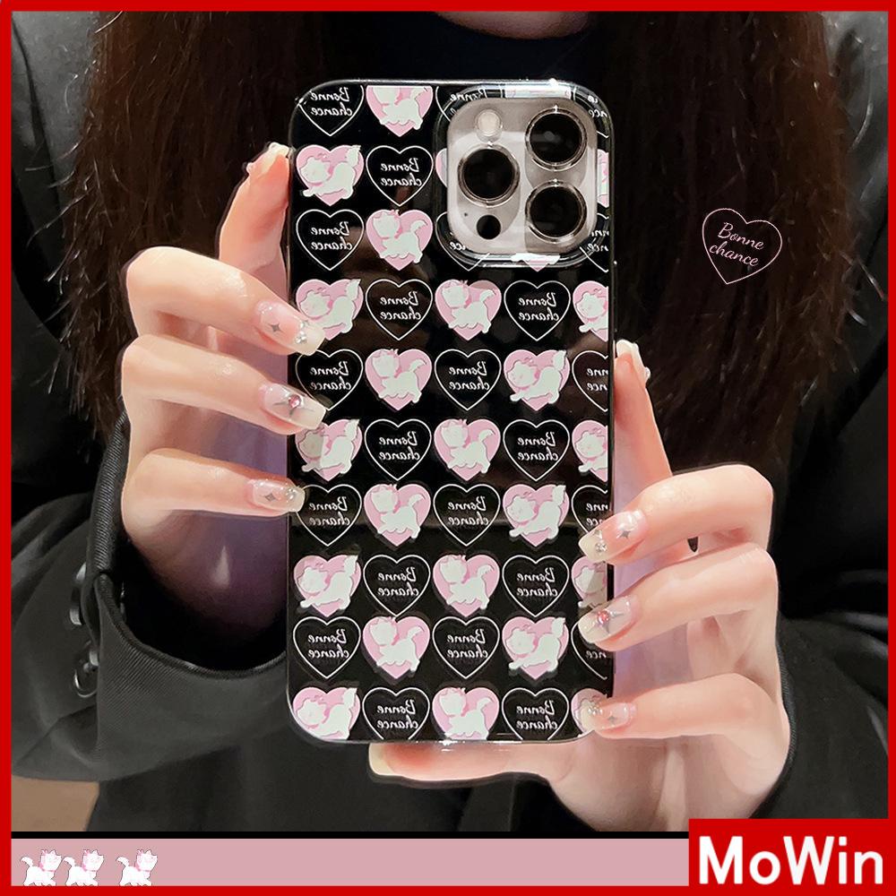 Case iPhone 14 Pro max iPhone Case Hitam Glossy TPU Soft Shell Tahan Guncangan Perlindungan Kamera Cute Love Kitten Kompatibel dengan iPhone 13 Pro max 12 Pro Max 11 xr xs max 7Plus 8Plus
