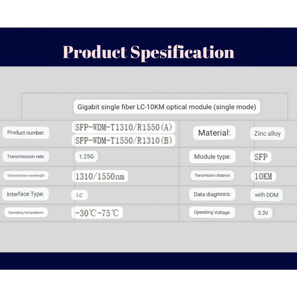 SFP LC 1.25g SINGLEMODE 1 Pasang 1310nm 1550nm Support Huawei dan Mikrotik