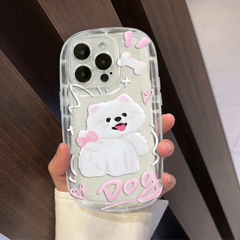 IPHONE Casing Ponsel Lembut Anjing Lucu Kompatibel Untuk Iphone14 12 13 11 Pro XS Max Casing XR X 8+ 7plus TPU Shockproof Transparan Cover Silikon