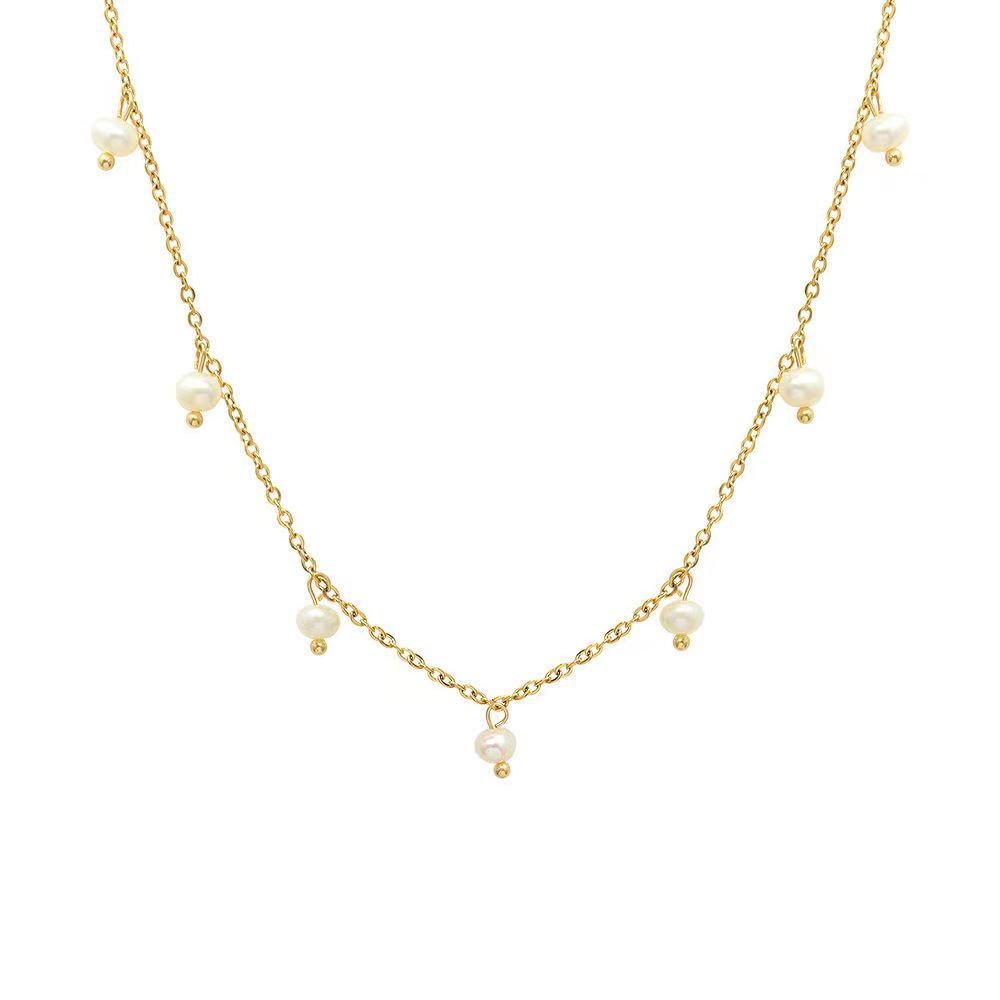 Kalung Mutiara Rantai Tipis Sederhana Perempuan ins Trendi Temperamen Niche All-Match Desain Rantai Klavikula Peri Super Tinggi @-
