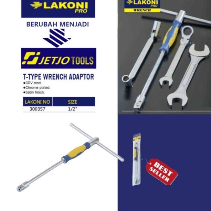 Kunci sok T adapter 1/2" Lakoni jetjo T type wrench adaptor socket