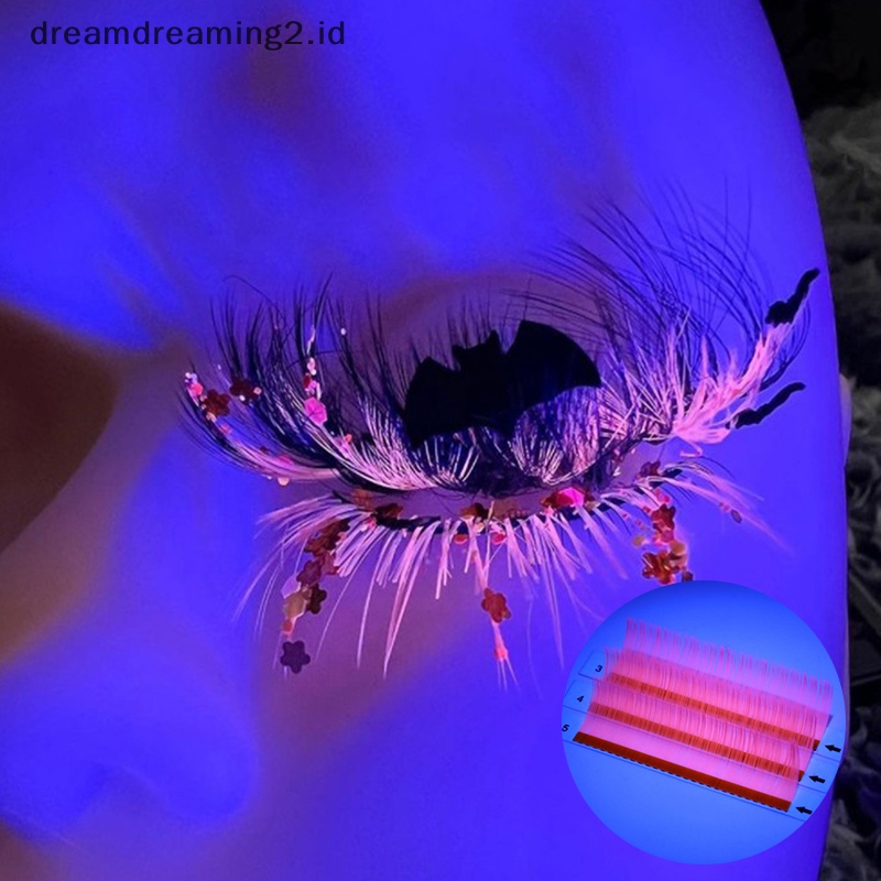 (drea) Lash Extenions Glow in the Dark UV Neon lashes Neon Hijau Cerah Warna Warni/