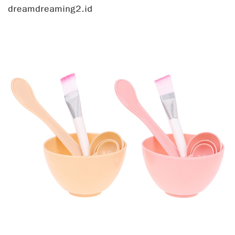 (drea) 4pcs Sikat Wajah Masker Mangkok Sendok Set Masker Brush Bar DIY Alat Kecantikan Mixing Tool //