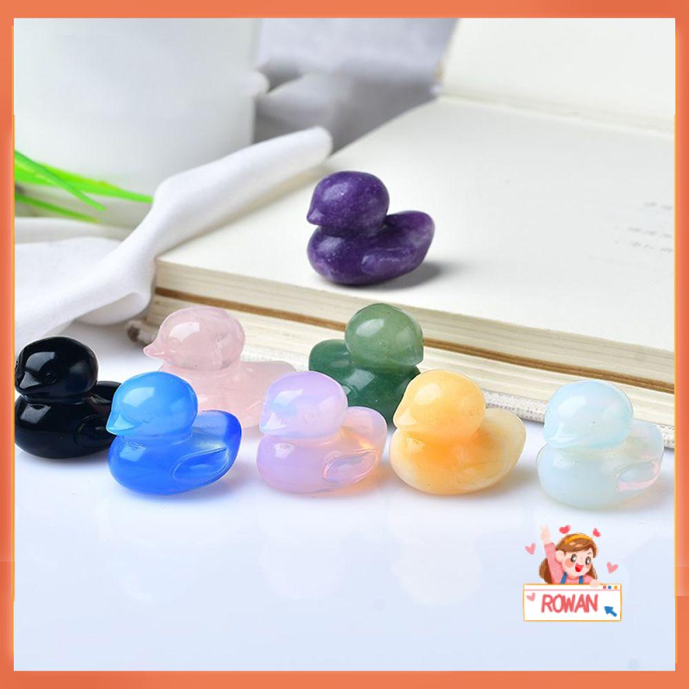 R-FLOWER Ornamen Bebek Kristal Lanskap Mikro Sederhana Dekorasi Rumah Patung Mini Patung Hewan Crystals Stone
