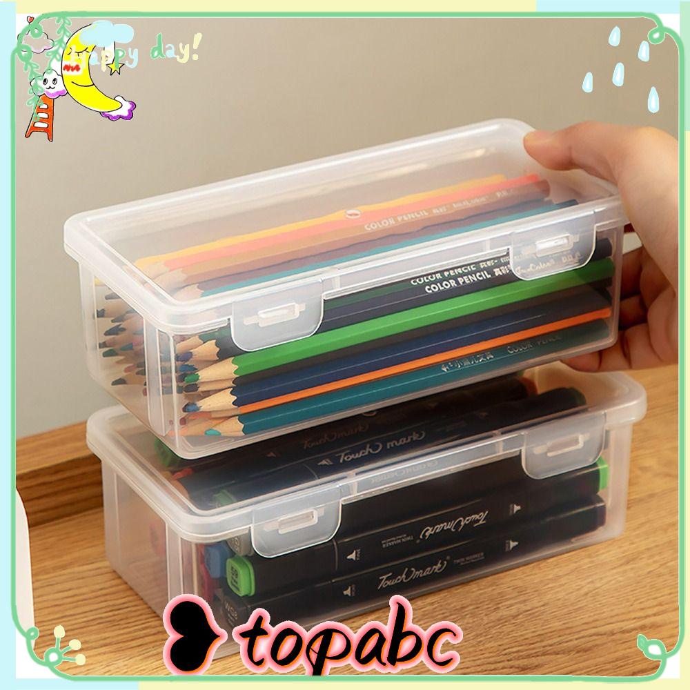 TOP Kotak Penyimpanan Transparan Perlengkapan Stationary Kantor Kapasitas Besar Tempat Pensil