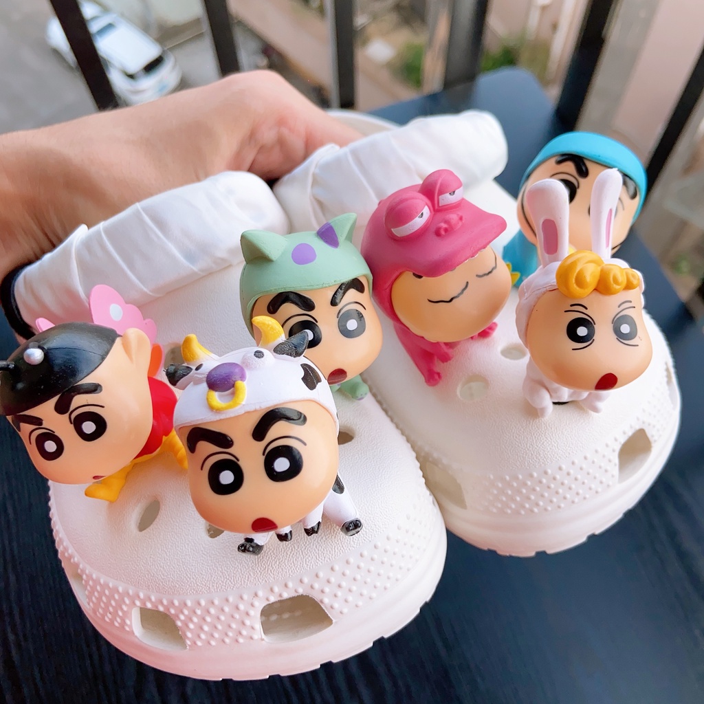 6pcs Pesona Sepatu Kancing Crayon Shin-chan -croc /jibz /Button croc /Charm/DIY-Aksesoris Kartun Lucu