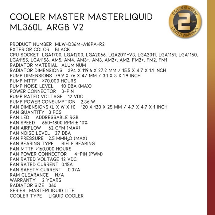 Cooler Master MasterLiquid ML360L ARGB V2