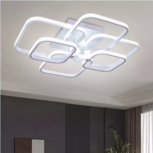 Lampu Gantung Modern 6 Kotak Lampu Plafon LED Akrilik Minimalis - Putih