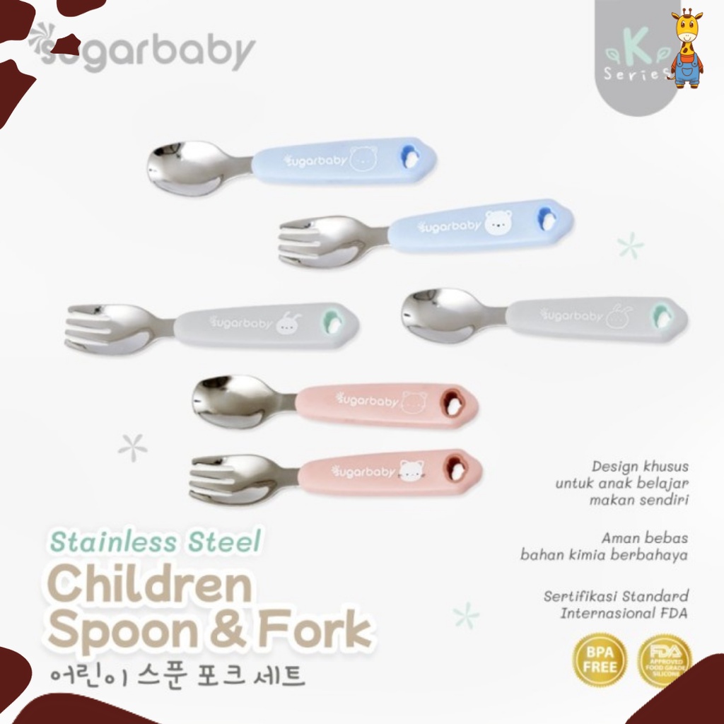Sugar Baby Stainless Steel Children Spoon &amp; Fork / Sendok Garpu Stainless