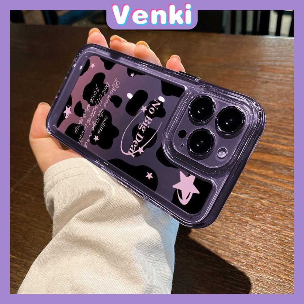 VENKI - Untuk iPhone 11 Case Clear Hard Space Phone Case Airbag Shockproof Protection Camera Simple Cute Strawberry Stars Kompatibel dengan iPhone 14 13 Pro Max iPhone 12 Pro Max XR