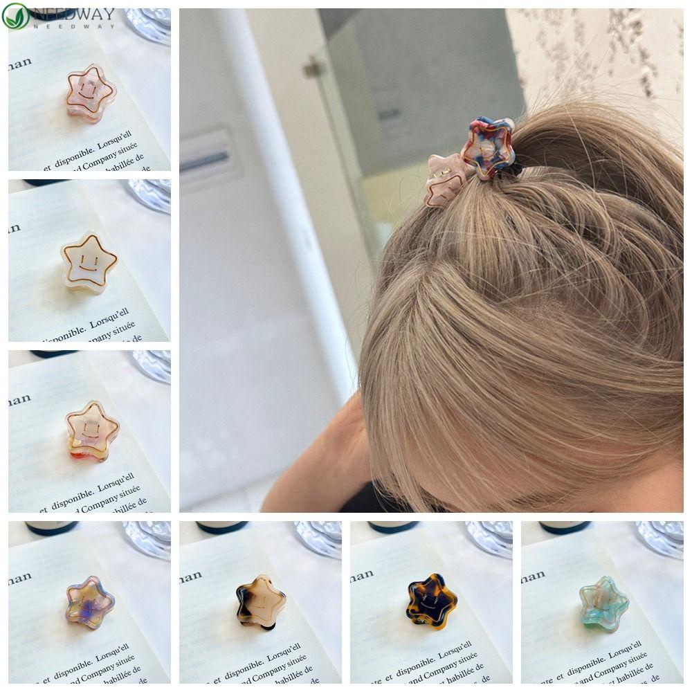 NEEDWAY Needway Klip Rambut Bintang Lucu Fashion Manis Untuk Gadis Asam Asetat Aksesoris Rambut Ponytail Clip Side Clip Untuk Wanita Jepit Rambut Mini