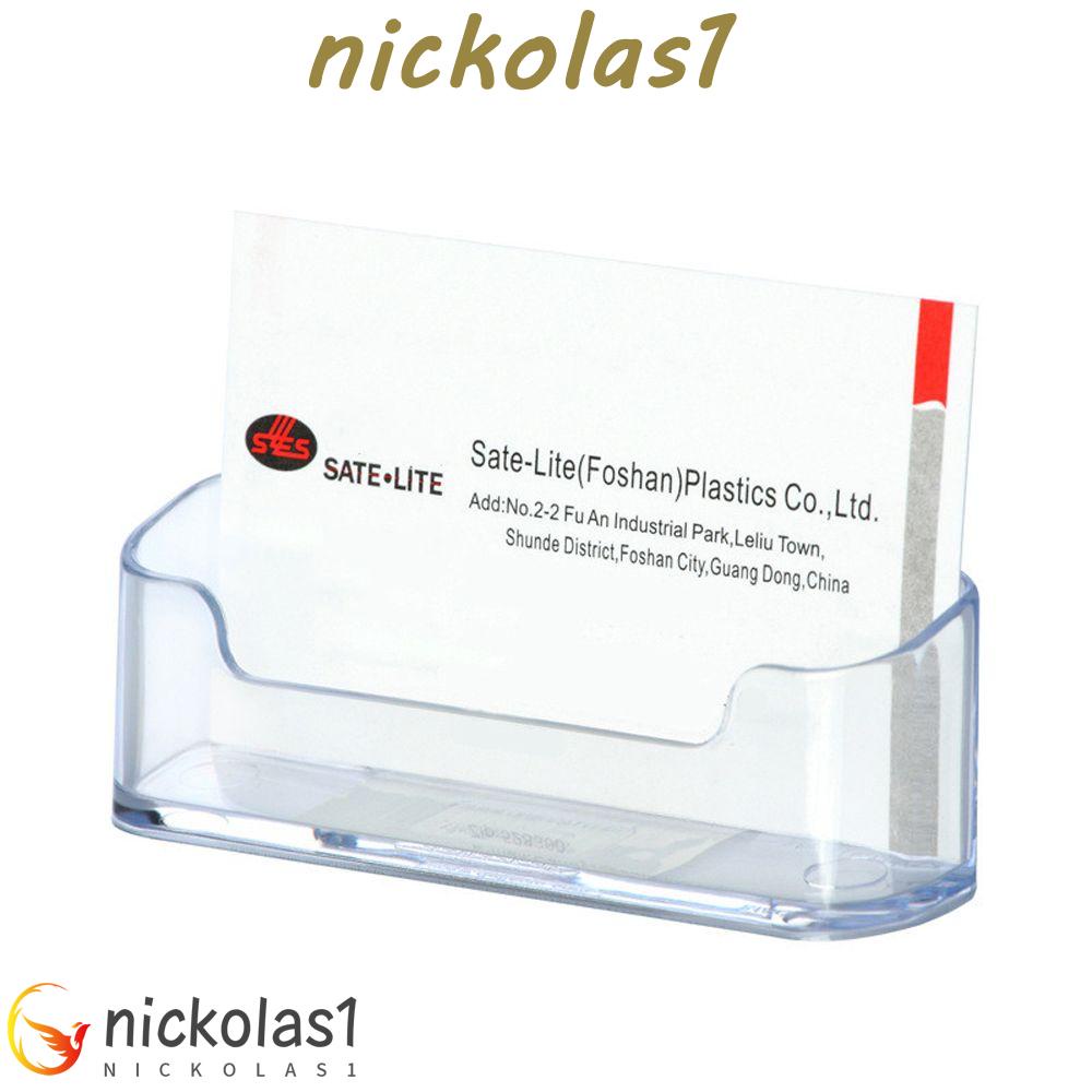 NICKOLAS1 Tempat Kartu Nama Acrylic Bening Memo Clip Holder Transparan Penyimpanan Meja Stand Meja Rak Kotak Meja Tempat Usaha