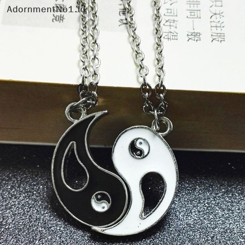 [AdornmentNo1] 2pcs Tai Chi kalung Alloy Yin Yang liontin kalung kreatif Fashion leher rantai perhiasan ulang tahun untuk pasangan sahabat terbaik hadiah