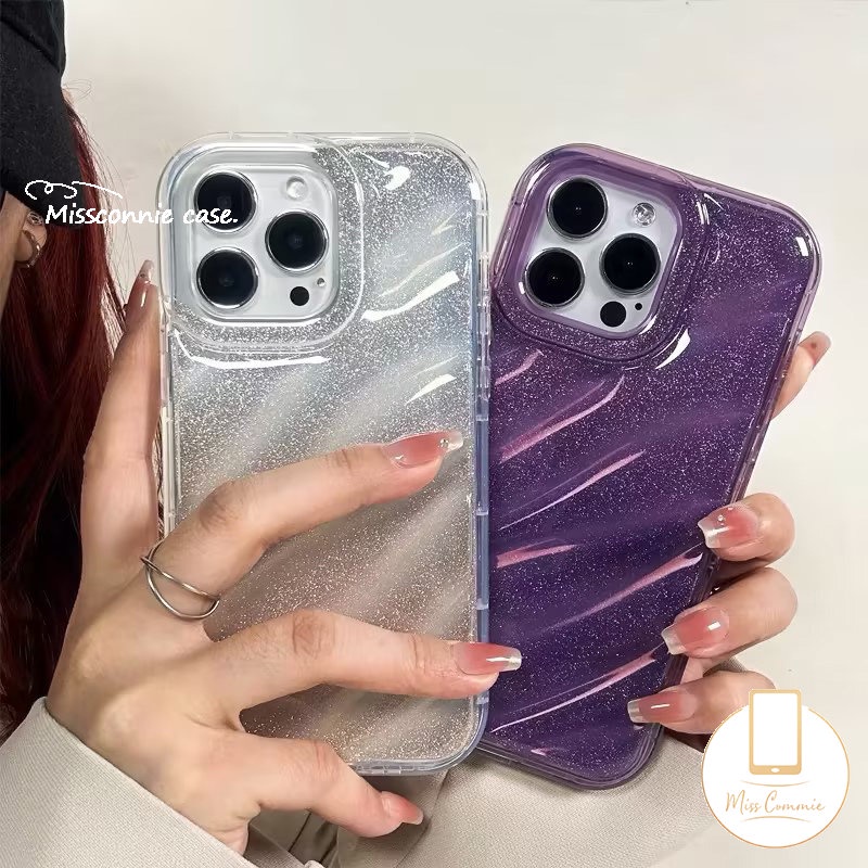 Casing Kartu Laser Warna Gradien Mewah Kompatibel Untuk IPhone 7 8 6S 6 Plus X XR XS Max 11 13 14 12 Pro Max SE 2020 3D Pola Korugasi Stereo Fantasi Berbintang Langit Penutup Lembut