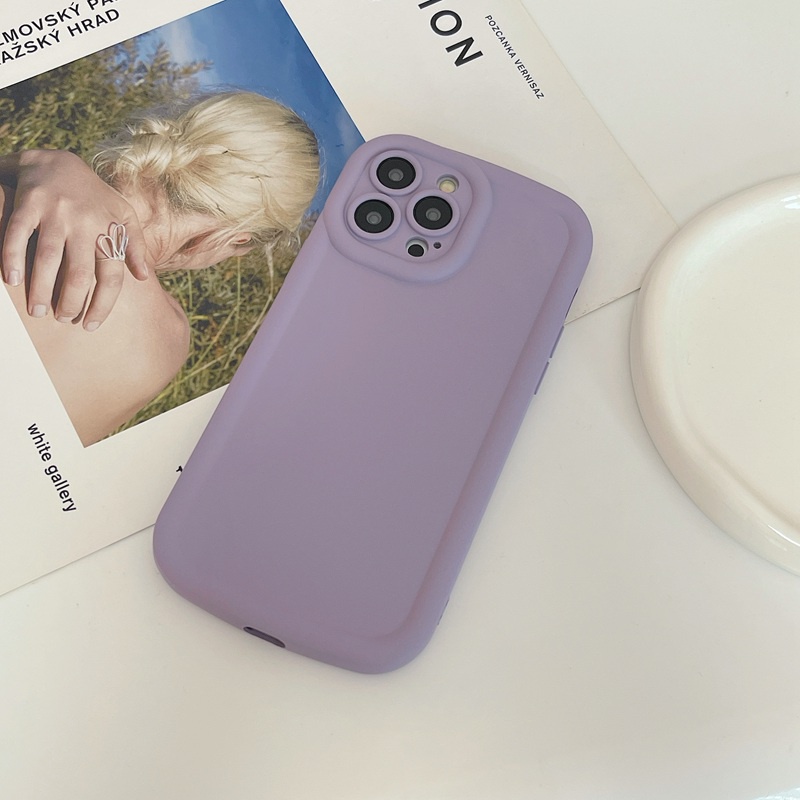 【Skin Feel】Air Bag Silicone SoftCase iPhone XR XS Max 11 12 13 14 Pro Max for Girl Women‘s Fashion Cream Phone Case Macaron Pink Purple Casing hp iPhone 11