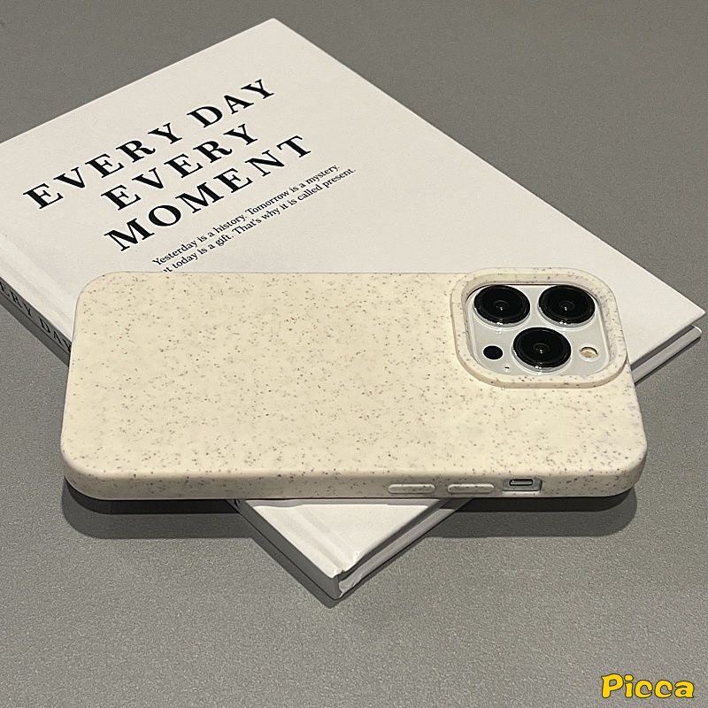 Simple Warna Solid Degradable Case Kompatibel Untuk IPhone 7Plus XR 11 13 14 12 Pro MAX X XS Max7 6 6S 8 Plus SE 2020 Ins Mewah Tekstur Jerami Shockproof Lembut Tpu Cover