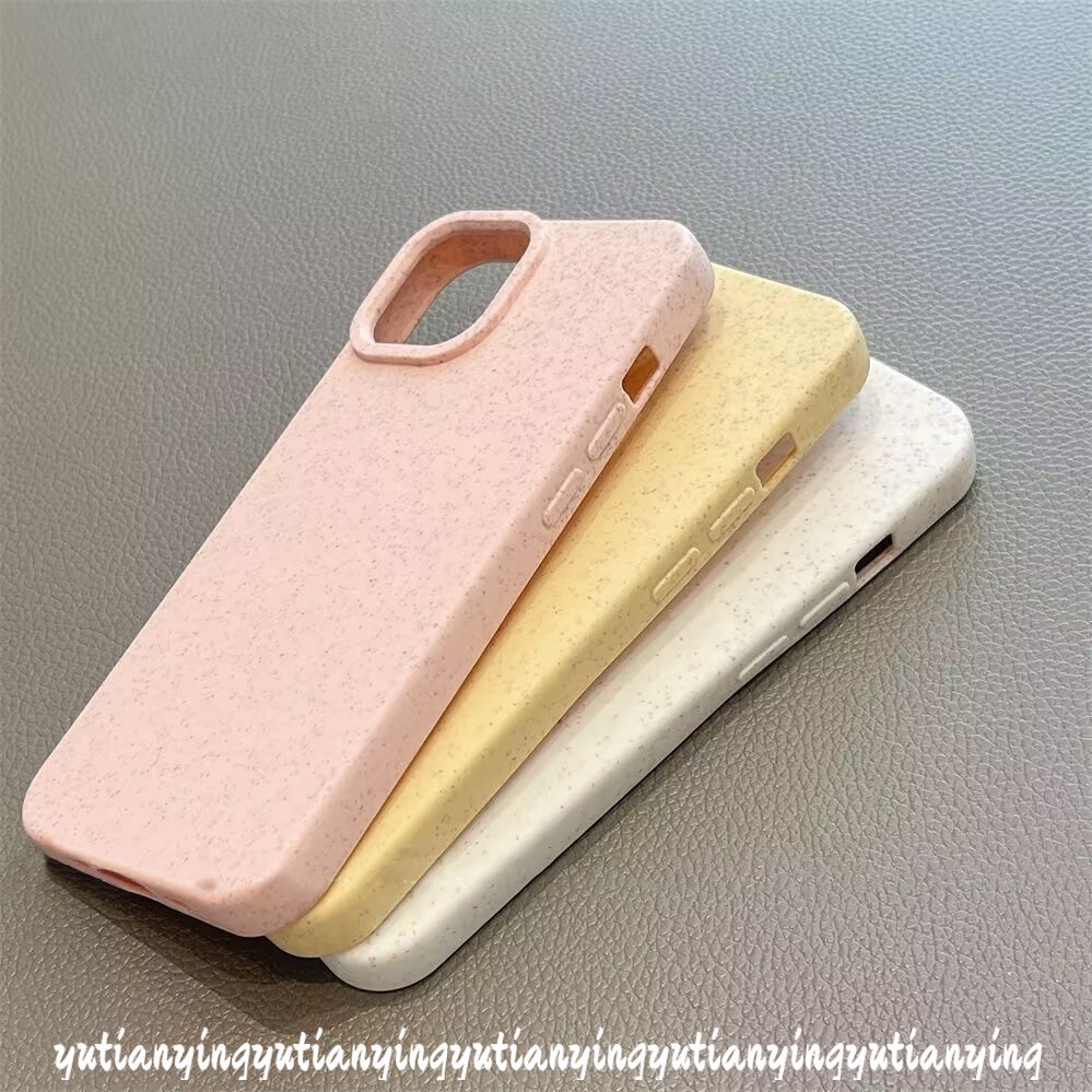 Solid Color Degradable Frame Skin Feel Anti-Fall Hard Case Compatible for IPhone 7Plus 11 13 12 14 Pro Max XR XS X MAX 8Plus 7 8 Plus Luxury Simple Solid Color Phone Cover